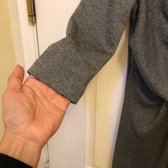 BOSS Hugo Boss Wrap Front knot Sheath Dress Wool Blend S grey cropped sleeve - Picture 4 of 12